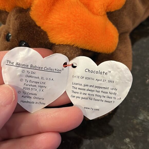 Chocolate the Moose Beanie Babies Vintage TY 1993 with Original Tags - Picture 11 of 12